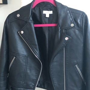 Top shop black leather biker style jacket